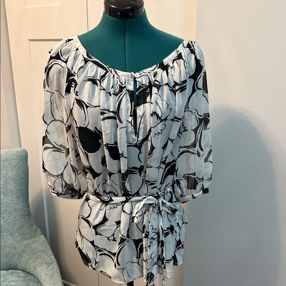 The Limited Black and White Floral Blouse